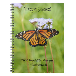 Cuaderno Diario de plegarias de fe de mariposa monarca