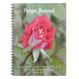 Cuaderno Diario de plegarias de flor rosa rosa