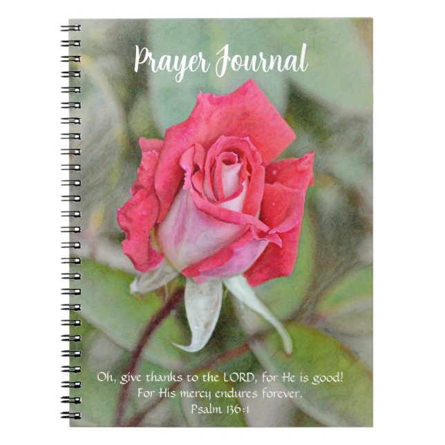 Cuaderno Diario de plegarias de flor rosa rosa (Frente)
