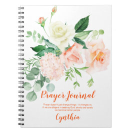 Cuaderno Diario de plegarias de verde de rosas blancas y ro