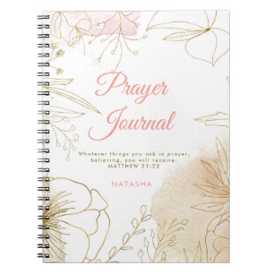 Cuaderno Diario de plegarias florales con iluminación rosa