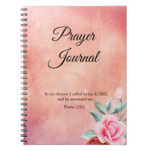 Cuaderno Diario de plegarias florales rosadas con escritura