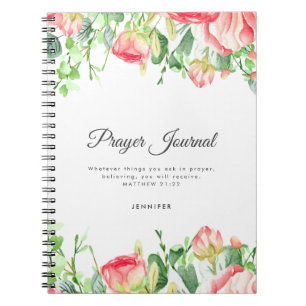 Cuaderno Diario de plegarias personalizadas Coral Rosa