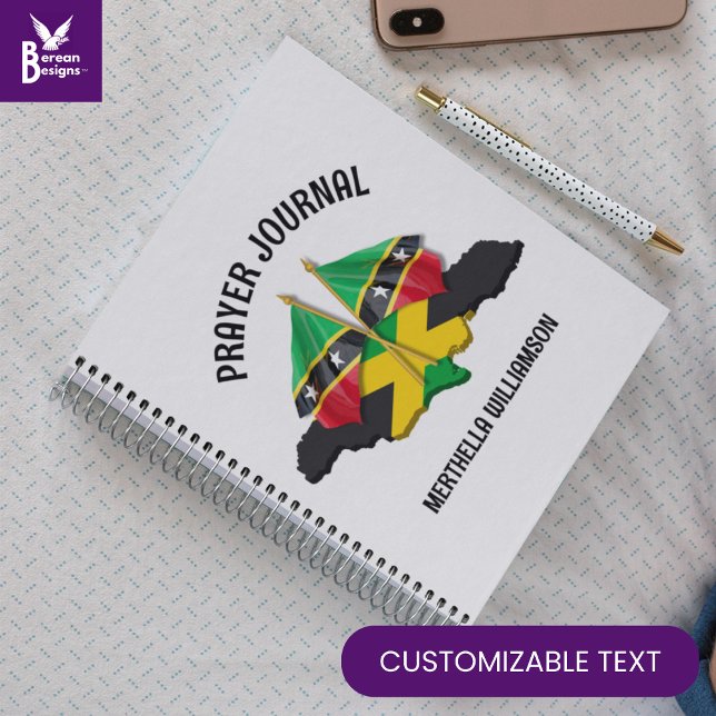 Cuaderno Diario de plegarias personalizadas ST KITTS JAMAIC (StylishJamaica/St Kitts flag prayer journal, celebrating dual heritage or mixed relationships.)