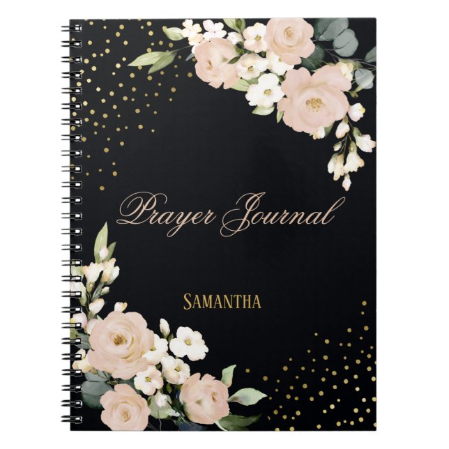 Cuaderno Diario de plegarias personalizado de Rubor Floral  (Frente)