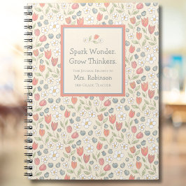 Cuaderno Diario de profesor floral personalizado para el re