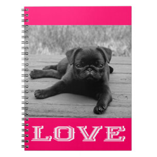 Cuaderno / Diario de Pug Cachorro Perro Rosa Amor
