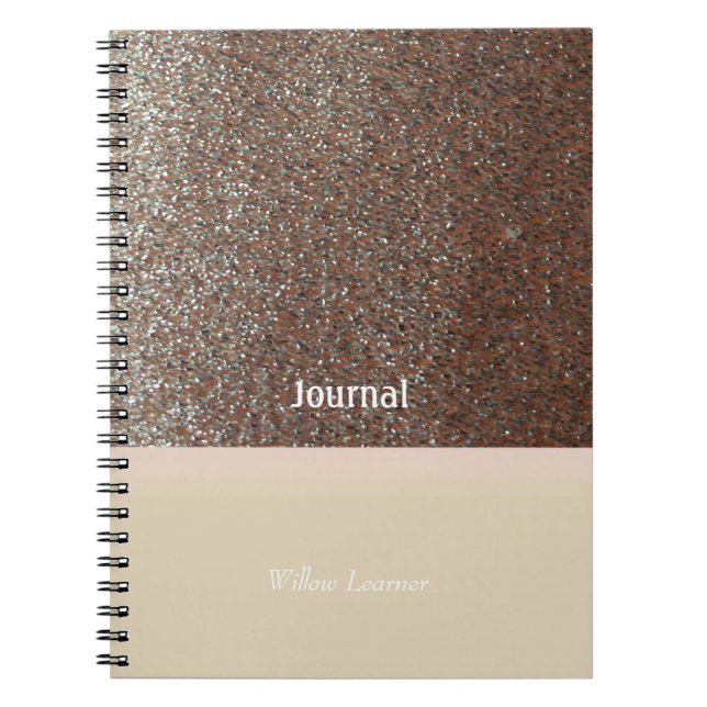 Cuaderno Diario de purpurina falsa rosa sonrojado (Frente)