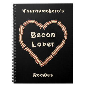 Cuaderno Diario de recetas en blanco de corazón de bacon