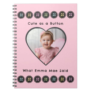 Cuaderno Diario de Recuerdos de bebé rosados de botón