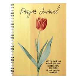Cuaderno Diario de Rezo de Flor de Tulipano Rojo de Estilo 