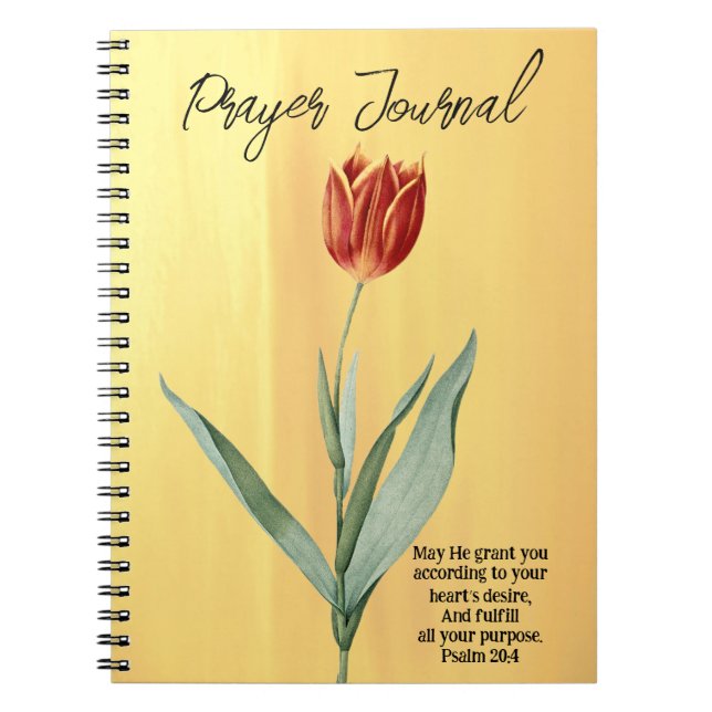 Cuaderno Diario de Rezo de Flor de Tulipano Rojo de Estilo  (Frente)