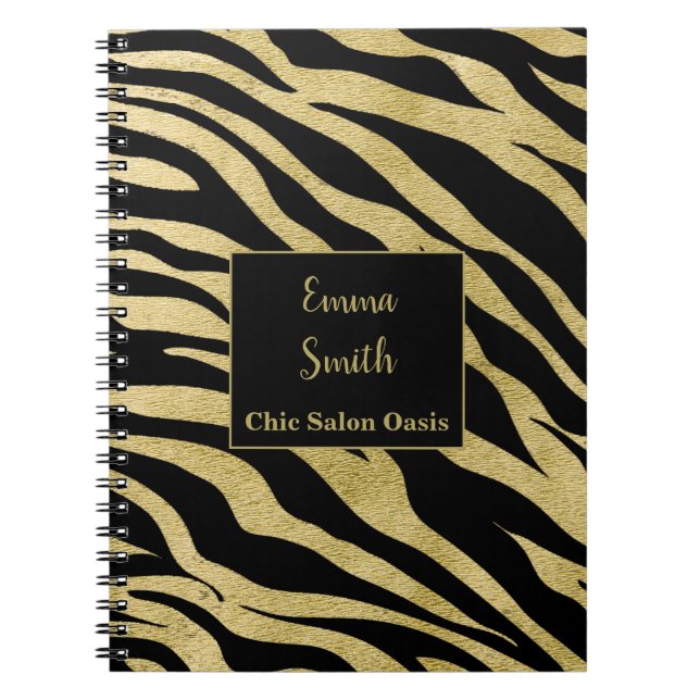 Cuaderno Diario de Salón de Belleza Dorado (Frente)