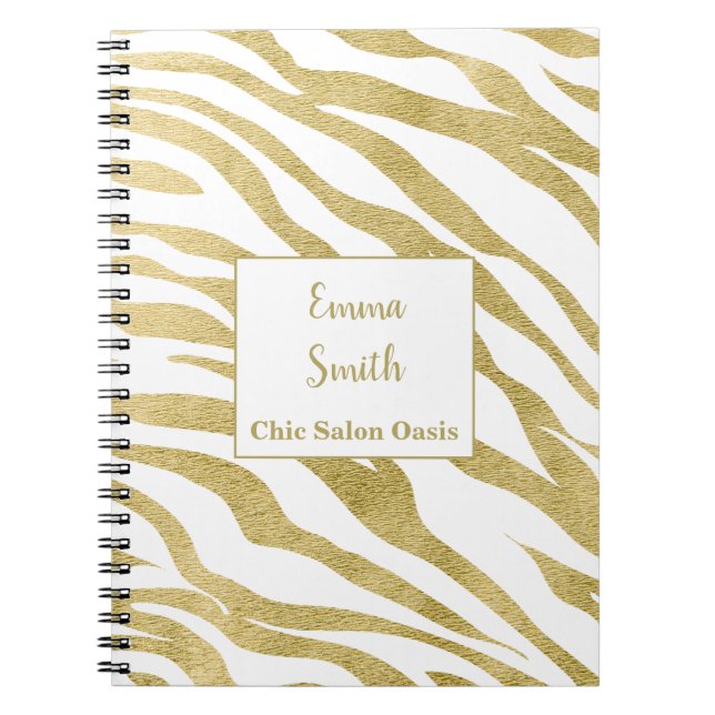 Cuaderno Diario de Salón de Belleza Dorado (Frente)