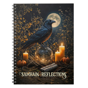 Cuaderno Diario de Samhain con cuervo y luna