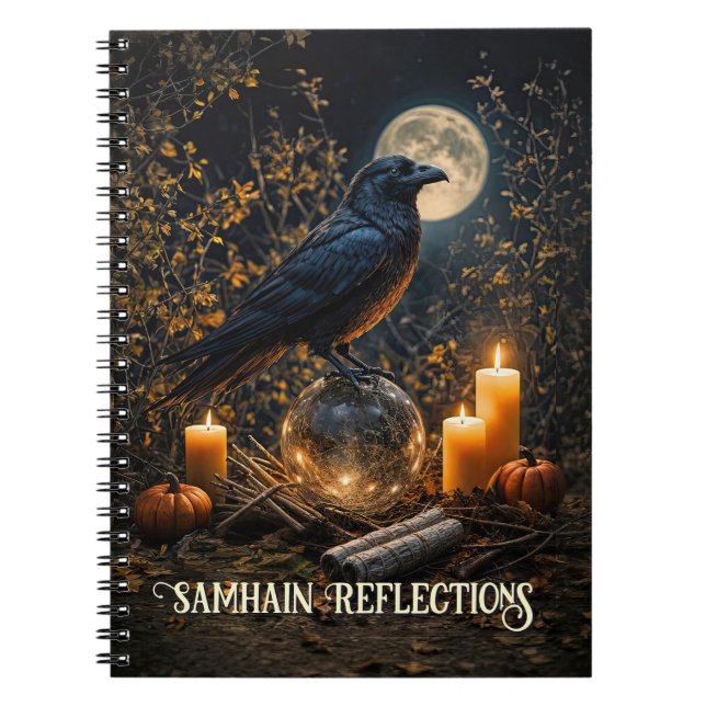 Cuaderno Diario de Samhain con cuervo y luna (Frente)