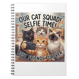 Cuaderno Diario de Selfie de la Pandilla de Gatos Divertido