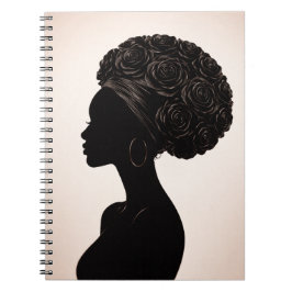 Cuaderno Diario de Silueta de Mujer Negra Empoderada