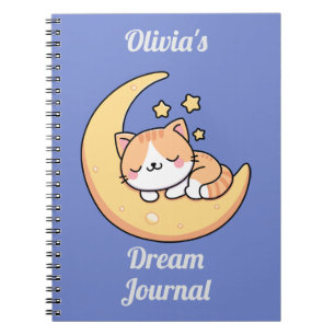 Cuaderno Diario de Sueños de Gato Durmiendo en una Luna Per