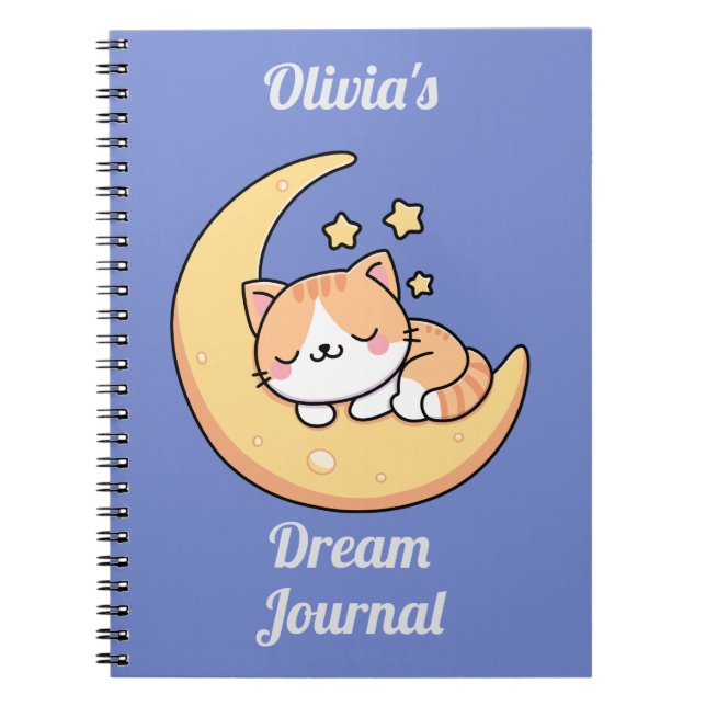 Cuaderno Diario de Sueños de Gato Durmiendo en una Luna Per (Frente)