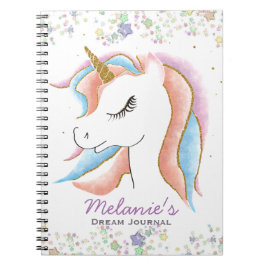Cuaderno Diario de sueños personalizado Unicorn