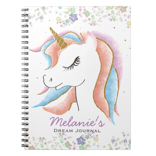 Cuaderno Diario de sueños personalizado Unicorn (Frente)