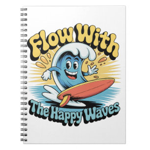 Cuaderno Diario de surf Flow With The Happy Waves