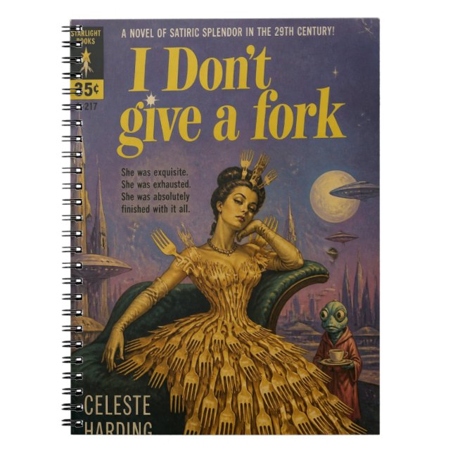 Cuaderno Diario de tapa de libro de ciencia ficción falso q (Frente)