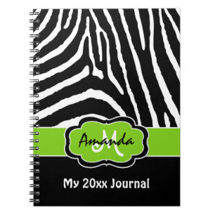 Cuaderno Diario de tira de zebra blanca lima personalizada