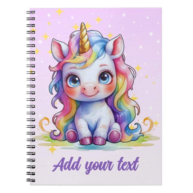 Cuaderno Diario de Unicornio Lavanda – Personalizado (Frente)
