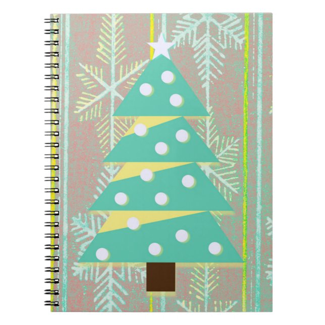 Cuaderno Diario de vacaciones de árbol de navidad de estilo (Frente)