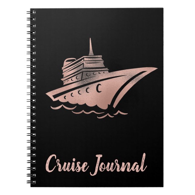 Cuaderno Diario de vacaciones de crucero de Rosa de oro (Frente)