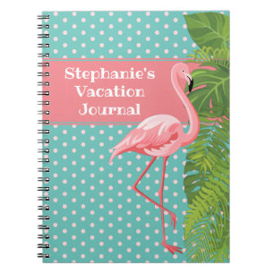 Cuaderno Diario de vacaciones Polka-dot rosado tropical