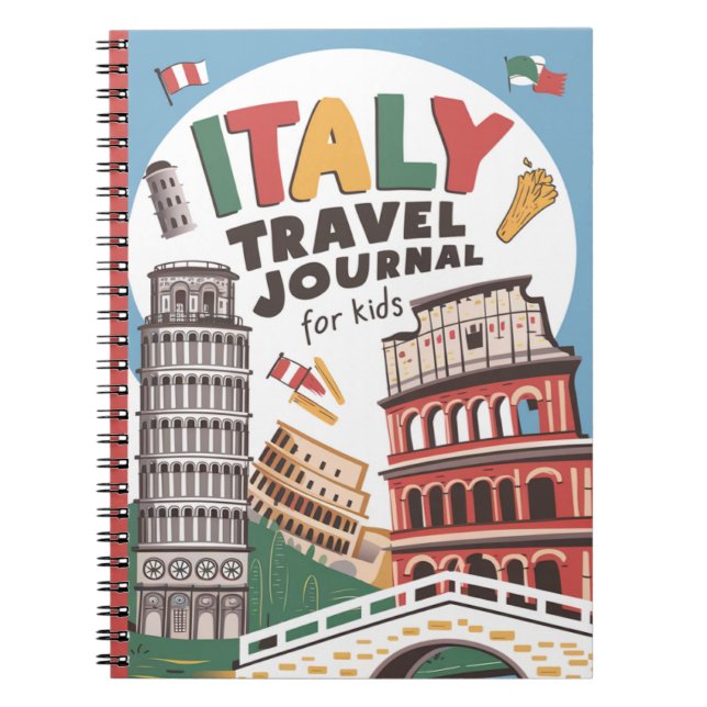 Cuaderno Diario de viaje de Italia para niños (Frente)