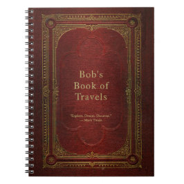Cuaderno Diario de viaje de libro de época personalizado