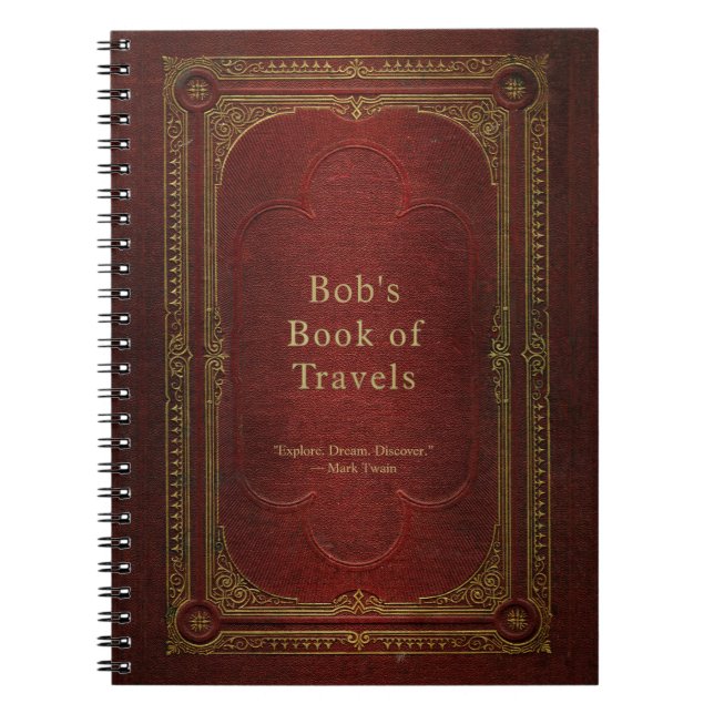 Cuaderno Diario de viaje de libro de época personalizado (Frente)