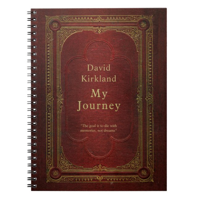 Cuaderno Diario de viaje de libro de época personalizado (Frente)