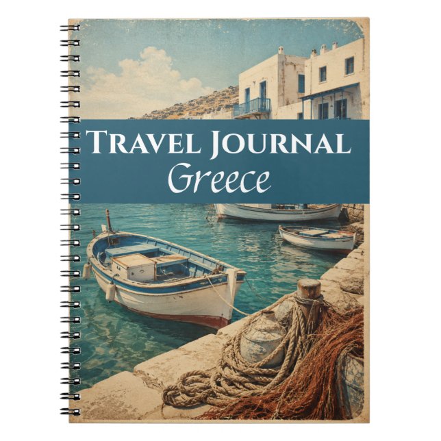 Cuaderno Diario de viaje Grecia Azul Personalizable (Frente)