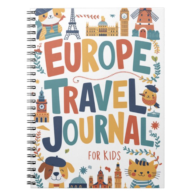 Cuaderno Diario de Viajes de Europa para niños (Frente)