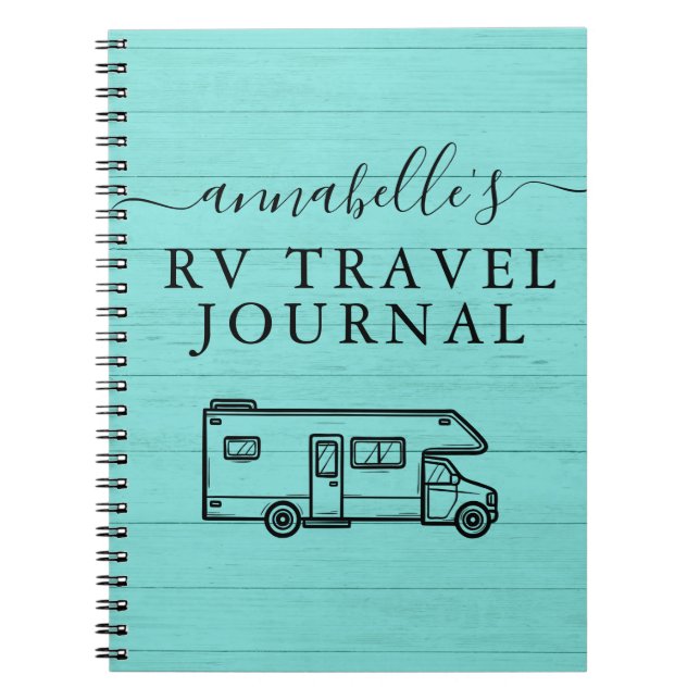 Cuaderno Diario de viajes RV RV de Camping Woods Rústico Az (Frente)