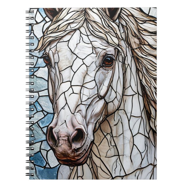 Cuaderno Diario de Vidrio Emplomado de Caballo Blanco para  (Frente)