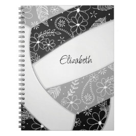 Cuaderno diario de voleibol deportivo de chicas chinas negr