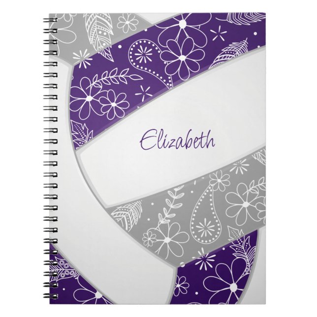 Cuaderno diario de voleibol deportivo de chicharrón gris mo (Frente)