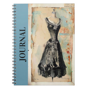 Cuaderno Diario del Glamour Antiguo LBD Pequeño Vestido Neg