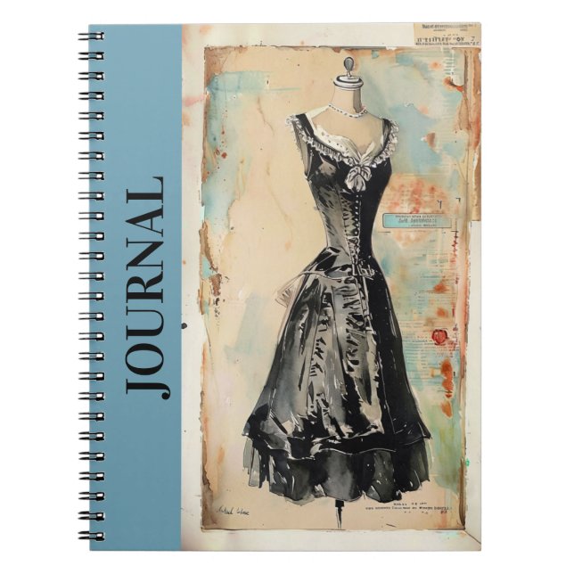 Cuaderno Diario del Glamour Antiguo LBD Pequeño Vestido Neg (Frente)