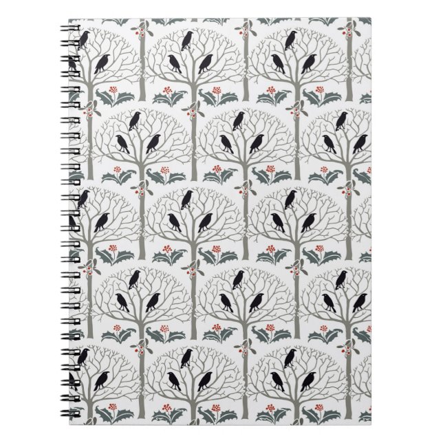 Cuaderno Diario del navidad del modelo del grajo y del (Frente)