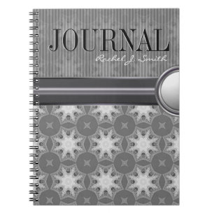 Cuaderno Diario del patrón de copo de nieve blanco de plata