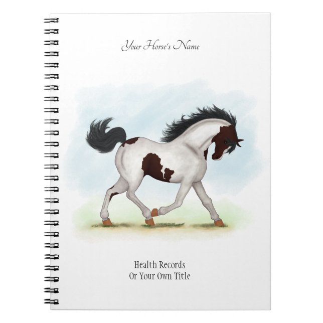 Cuaderno Diario del propietario del caballo personalizado d (Frente)