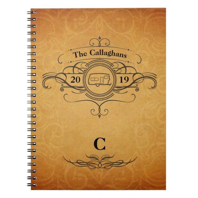 Cuaderno Diario del viaje del campista del estilo rv del (Frente)
