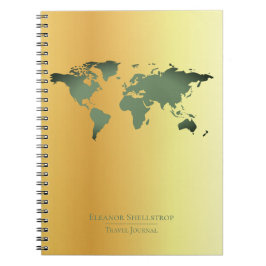 Cuaderno Diario del viaje del mapa del mundo en falso fondo